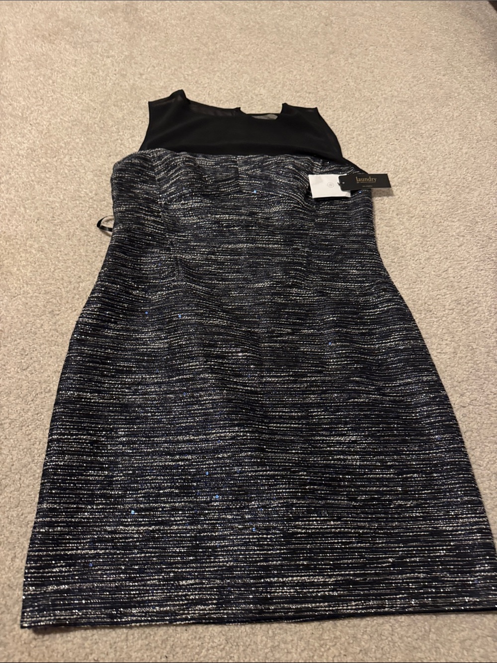 Laundry By Shelli Segal Black & Navy Sparkle Sheath Dress